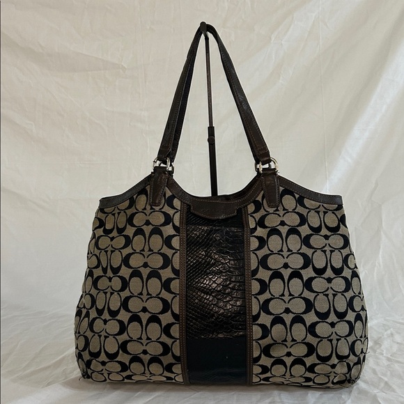 Coach Handbags - Coach F31444 Brown and Black Signature Snake Shoulder Bag